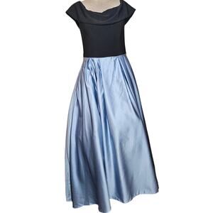 Betsy & Adam Black and Blue Maxi Dress